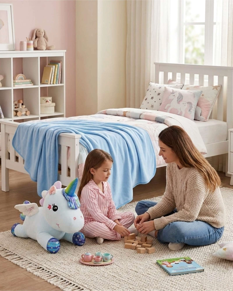 UNICORNIO: PELUCHE ALMOHADA COJIN CON MANTA POLAR UNICORNIO 2 EN 1 - 2