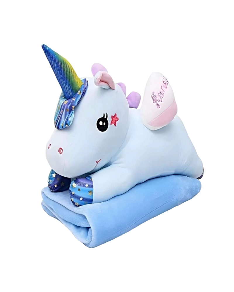 UNICORNIO: PELUCHE ALMOHADA COJIN CON MANTA POLAR UNICORNIO 2 EN 1 - 6