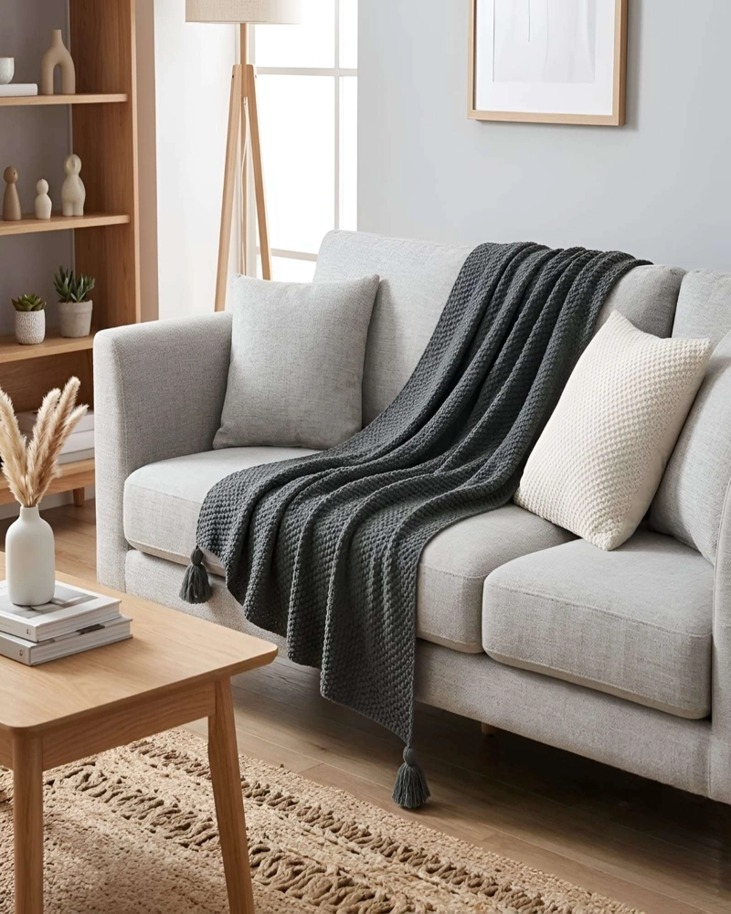 PACK 2 MANTAS BORLAS DECORATIVAS PIECERAS NORDICAS LIVING - 1