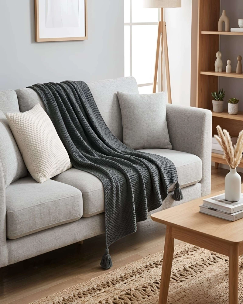 PACK 2 MANTAS BORLAS DECORATIVAS PIECERAS NORDICAS LIVING - 5
