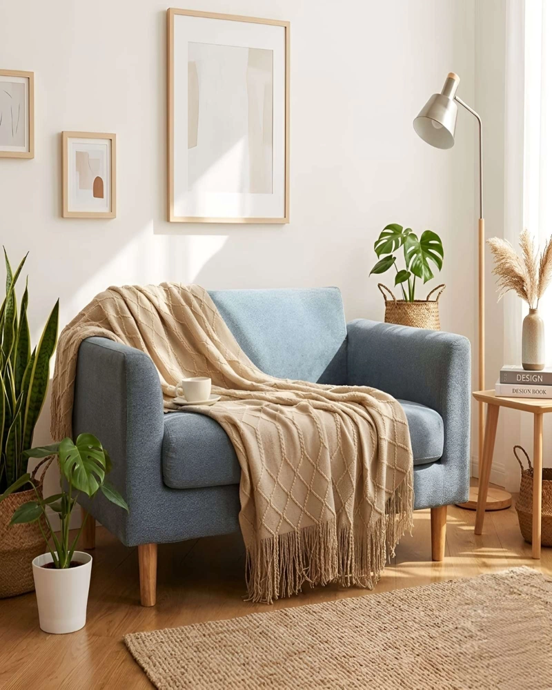 MANTA PIECERA DE SILLON SILLON Y CAMA TEJIDA ROMBOS 127X172 - 5