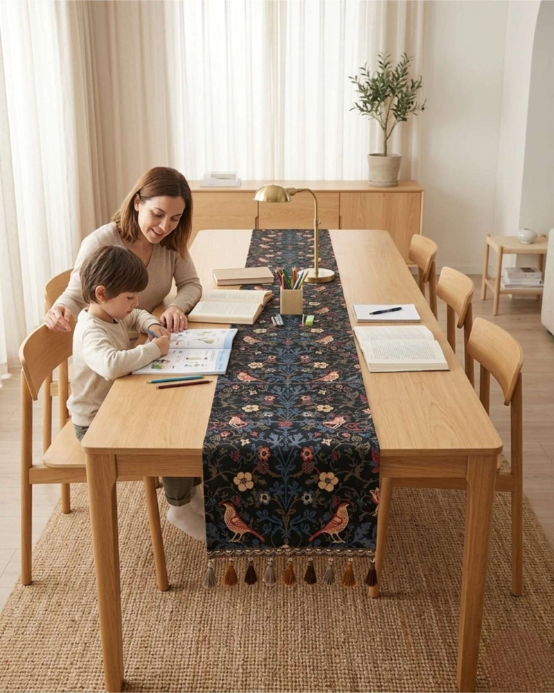 CAMINO DE MESA DECORATIVO DISEÑO FLORES 33X180 CM - 2