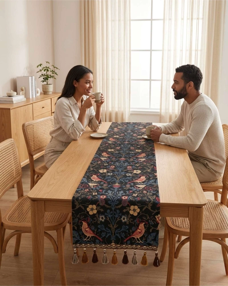 CAMINO DE MESA DECORATIVO DISEÑO FLORES 33X180 CM - 3
