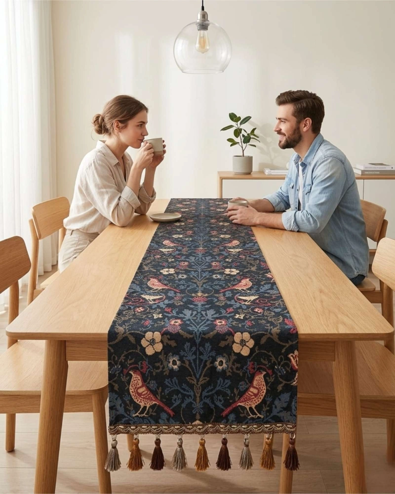 CAMINO DE MESA DECORATIVO DISEÑO FLORES 33X180 CM - 4