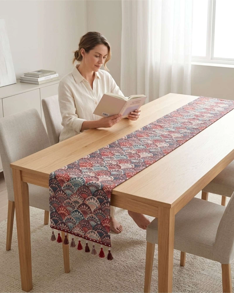 CAMINO DE MESA DECORATIVO DISEÑO FLORES 33X180 CM - 5