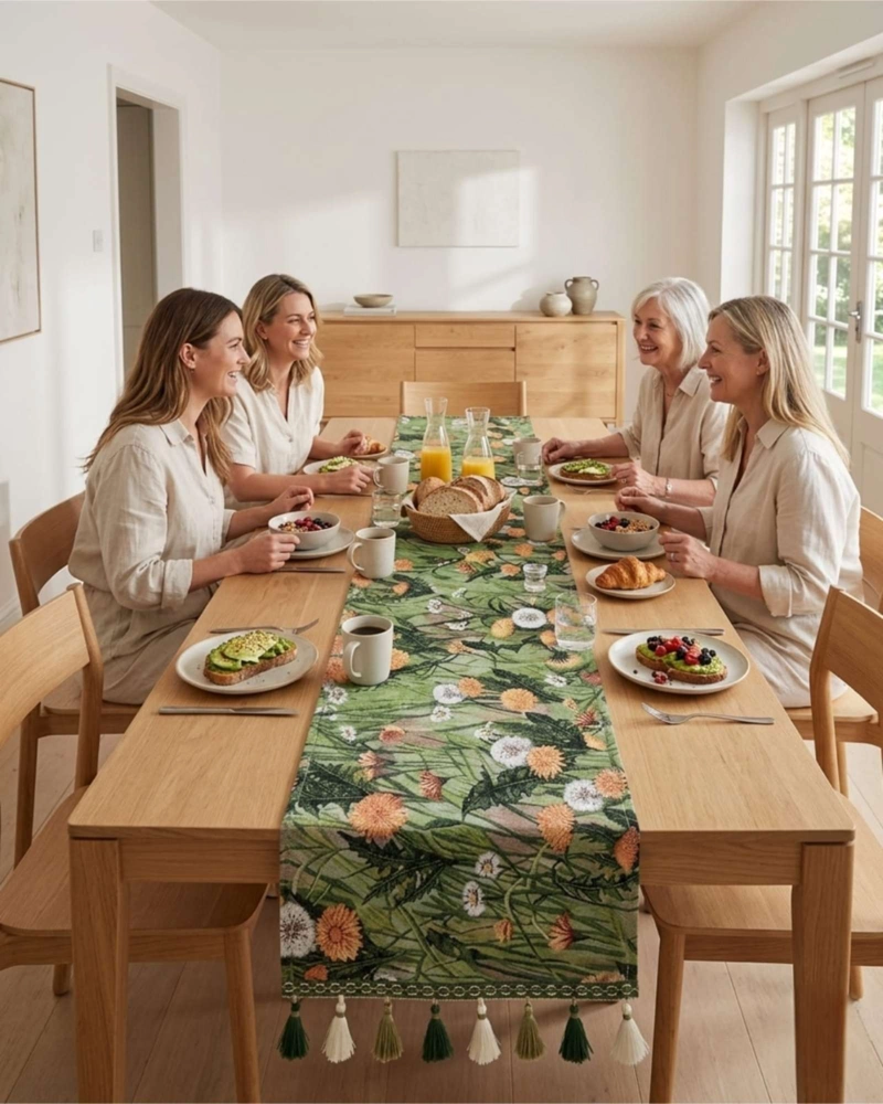 CAMINO DE MESA DECORATIVO DISEÑO FLORES 33X180 CM - 1