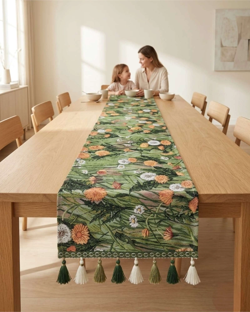 CAMINO DE MESA DECORATIVO DISEÑO FLORES 33X180 CM - 3