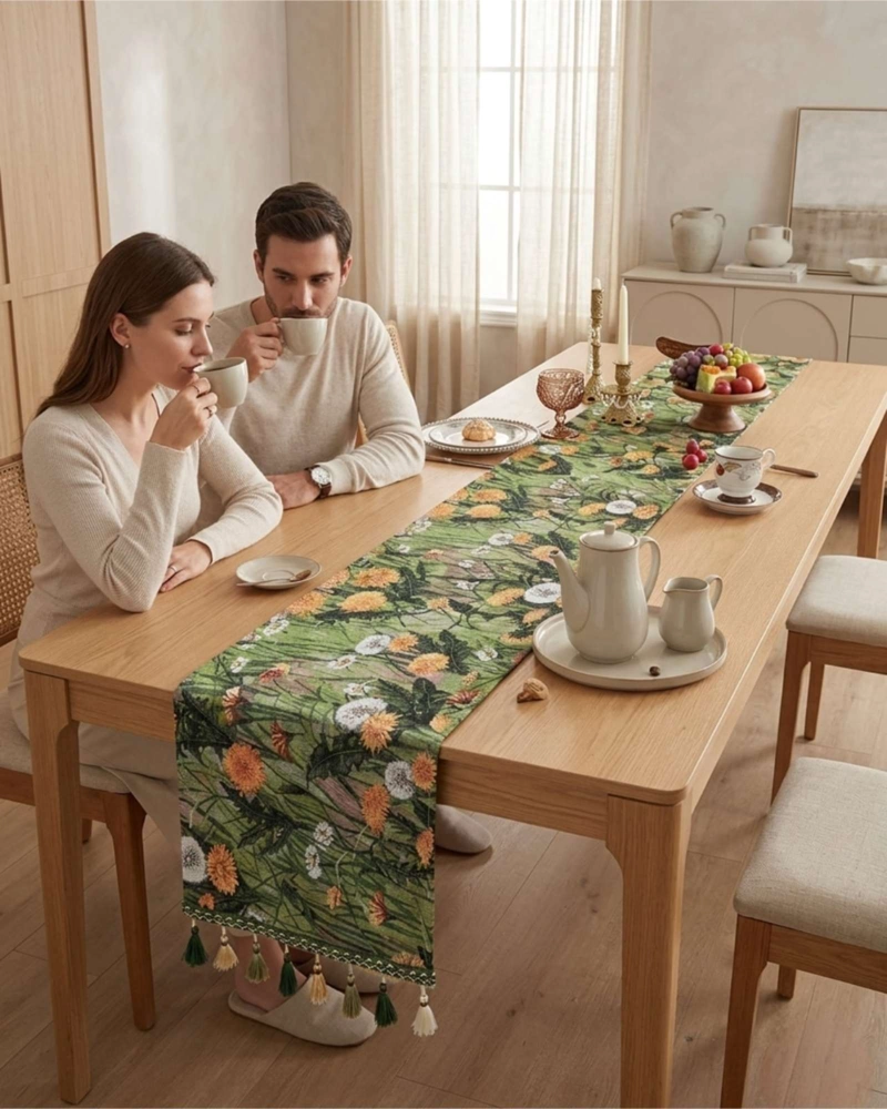 CAMINO DE MESA DECORATIVO DISEÑO FLORES 33X180 CM - 4