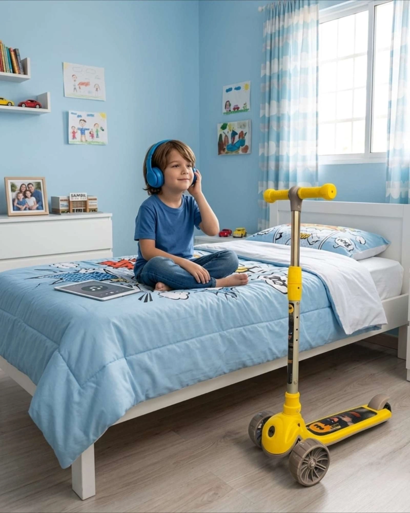 SCOOTER MONOPATIN INFANTIL 3 RUEDAS AMARILLO CON DETALLES - 3