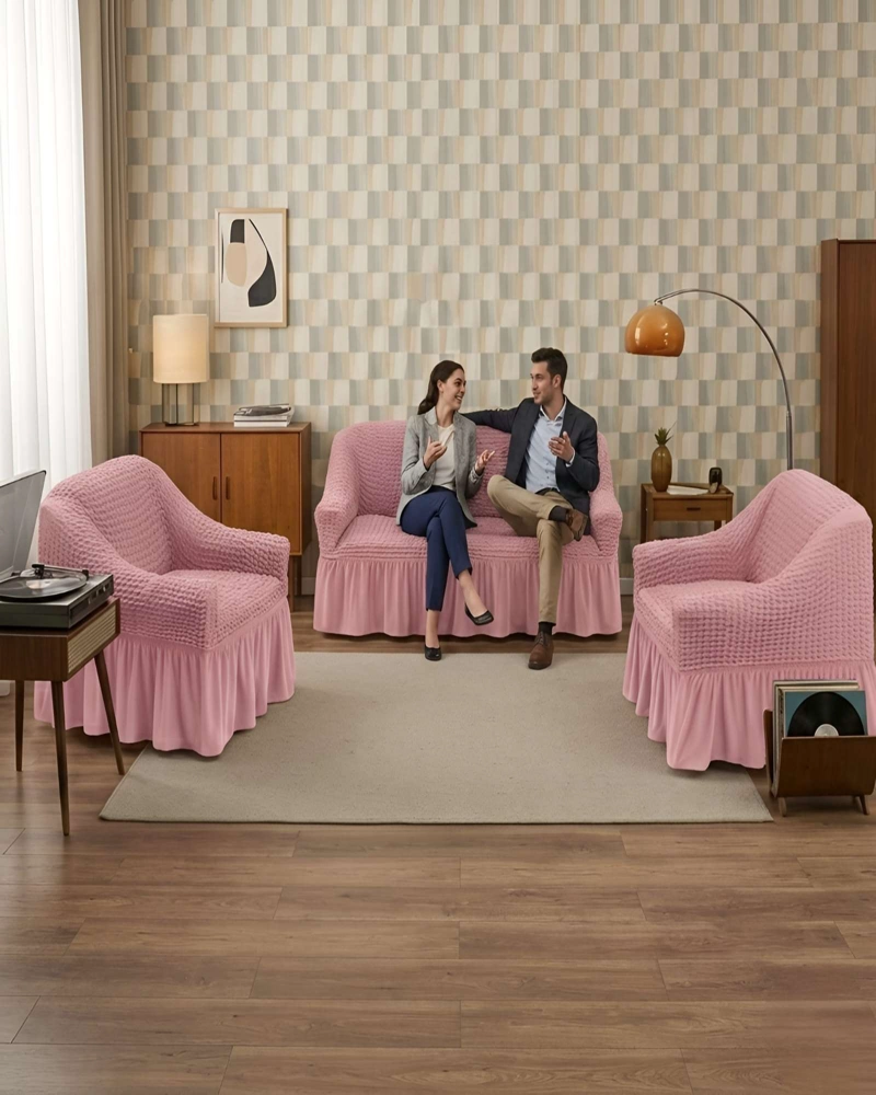 JUEGO FUNDAS SILLON ELASTICA 3+1+1 NIDO ABEJA CON FALDON - 2