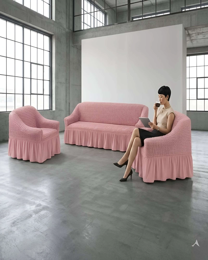 JUEGO FUNDAS SILLON ELASTICA 3+1+1 NIDO ABEJA CON FALDON - 5