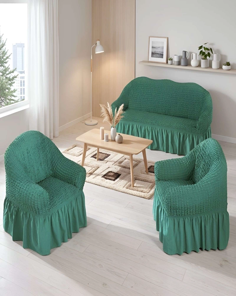 JUEGO FUNDAS SILLON ELASTICA 3+1+1 NIDO ABEJA CON FALDON - 5