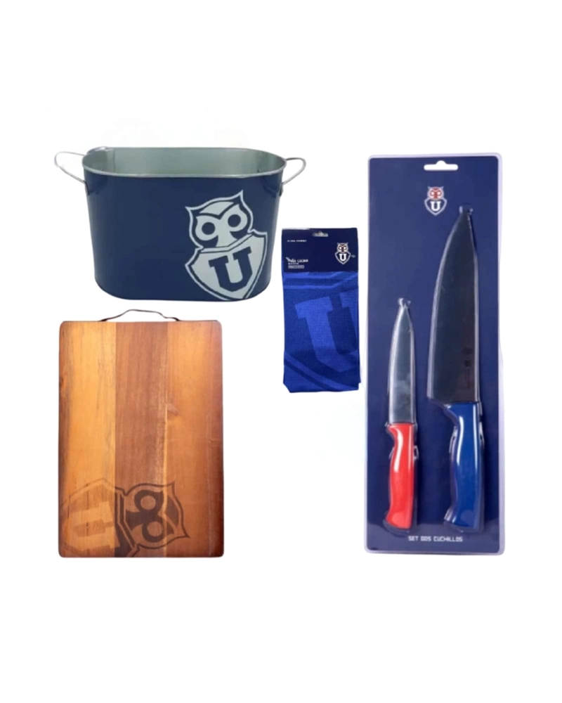 SET ASADOR PARRILLERO TABLA DE MADERA CUCHILLOS Y BALDE METALICO - 5