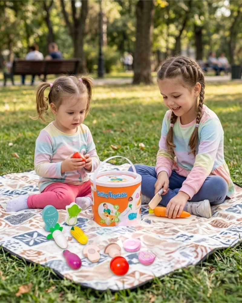 JUEGO DE APRENDIZAJE, FRUTAS Y VERDURAS DE MADERA PARA CORTAR - 5