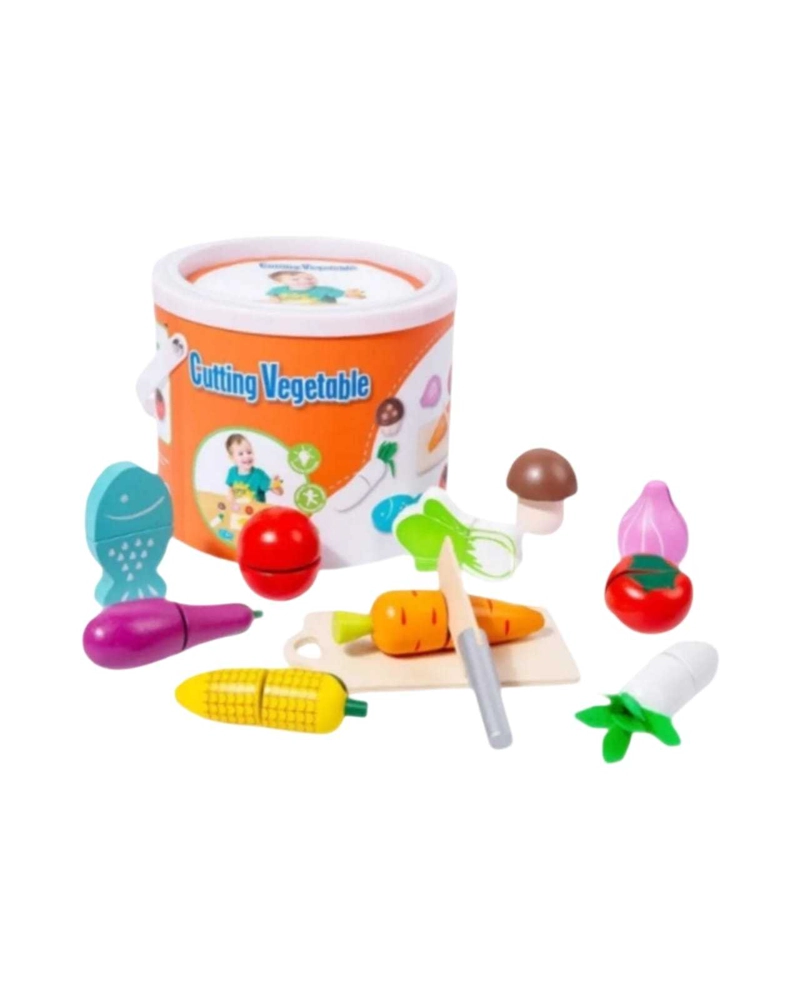 JUEGO DE APRENDIZAJE, FRUTAS Y VERDURAS DE MADERA PARA CORTAR - 6