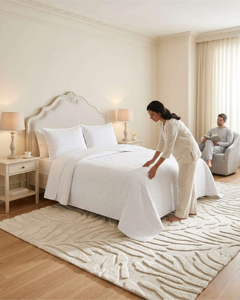 CUBRECAMA QUILT VERANO KING DELGADO TEXTURIZADO SET CON FUNDAS - 4