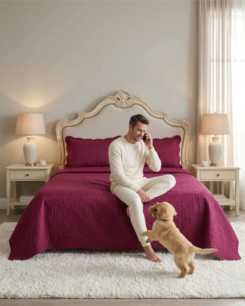 CUBRECAMA QUILT VERANO KING DELGADO TEXTURIZADO SET CON FUNDAS - 2
