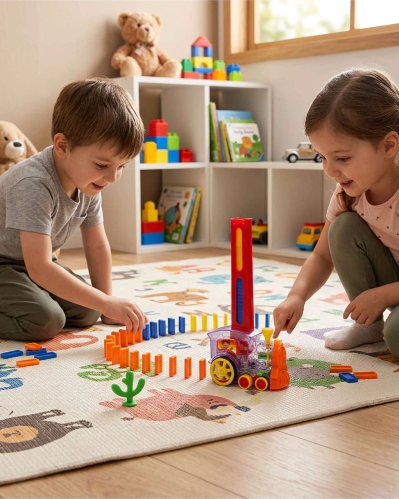 TREN DE JUGUETE AUTOMATICO COLOCA FICHAS DOMINO DIDACTICO - 1