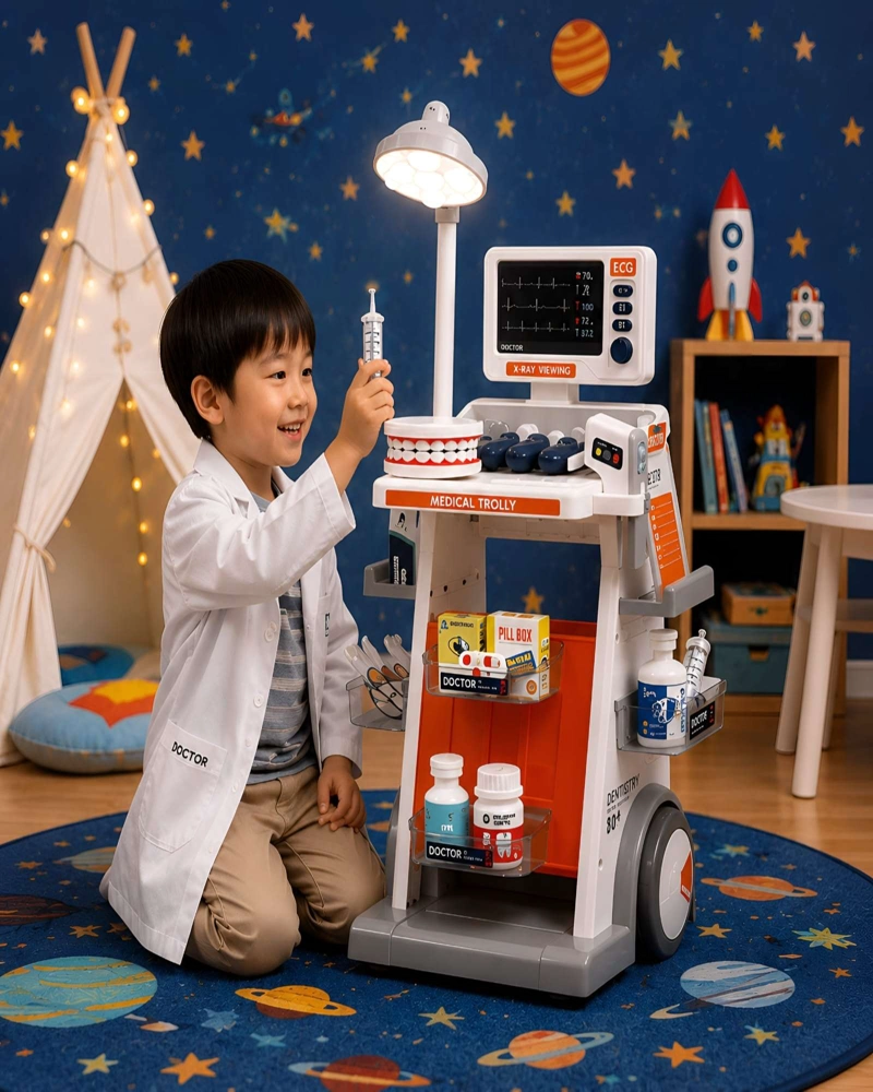 SET DE MEDICO Y DENTISTA INFANTIL CON CARRO 30 PIEZAS LUZ Y SONIDO - 2