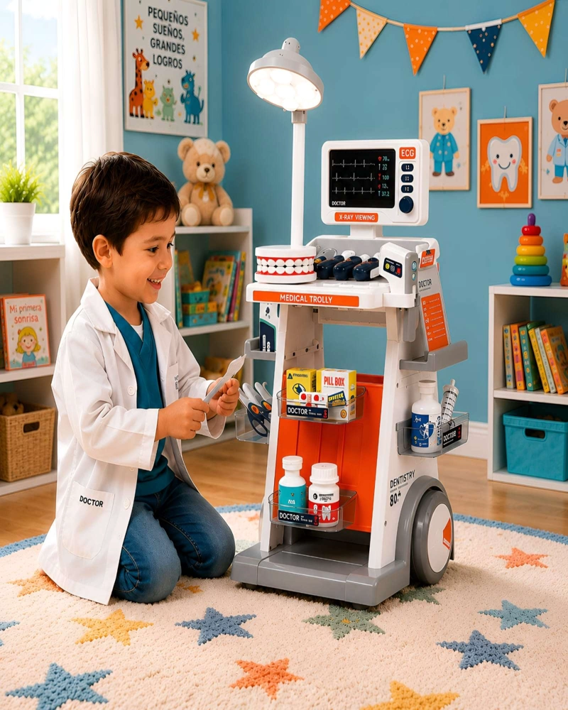 SET DE MEDICO Y DENTISTA INFANTIL CON CARRO 30 PIEZAS LUZ Y SONIDO - 5