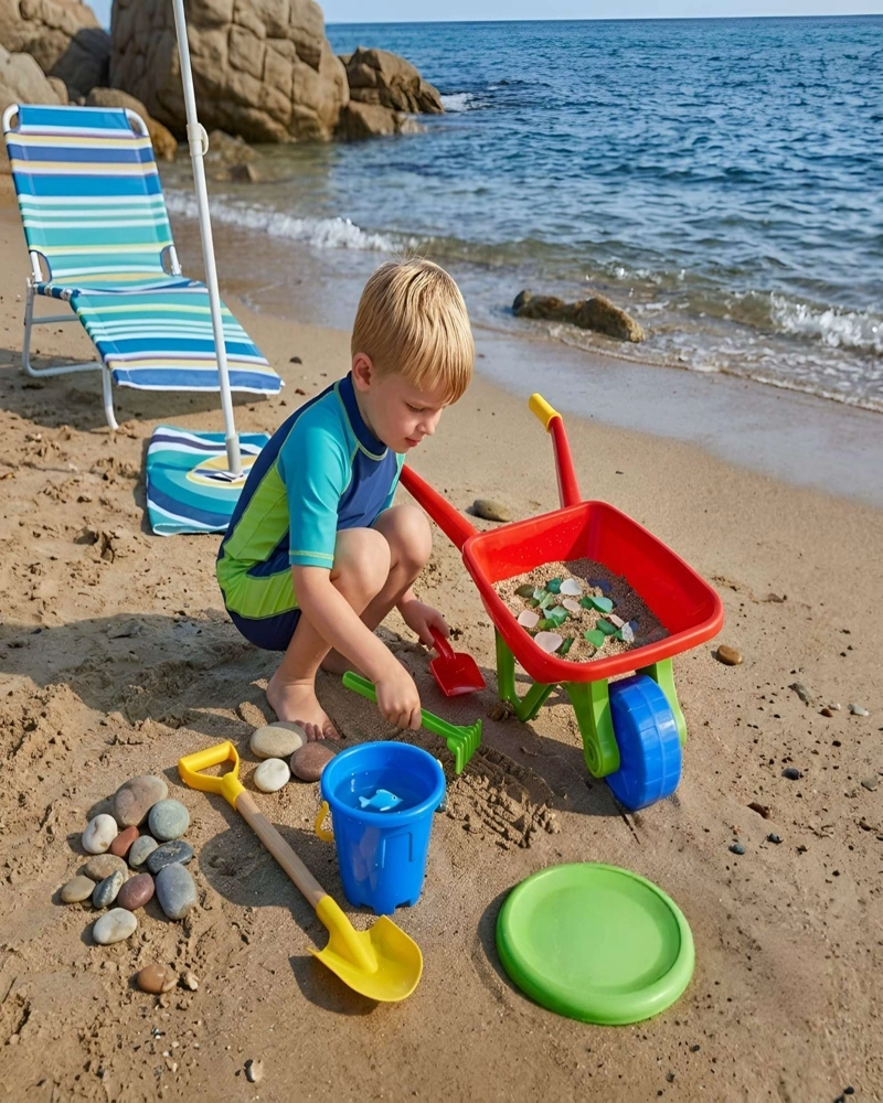 SET DE PLAYA INFANTIL CARRETILLA GRANDE CON PALA Y RASTRILLO - 4