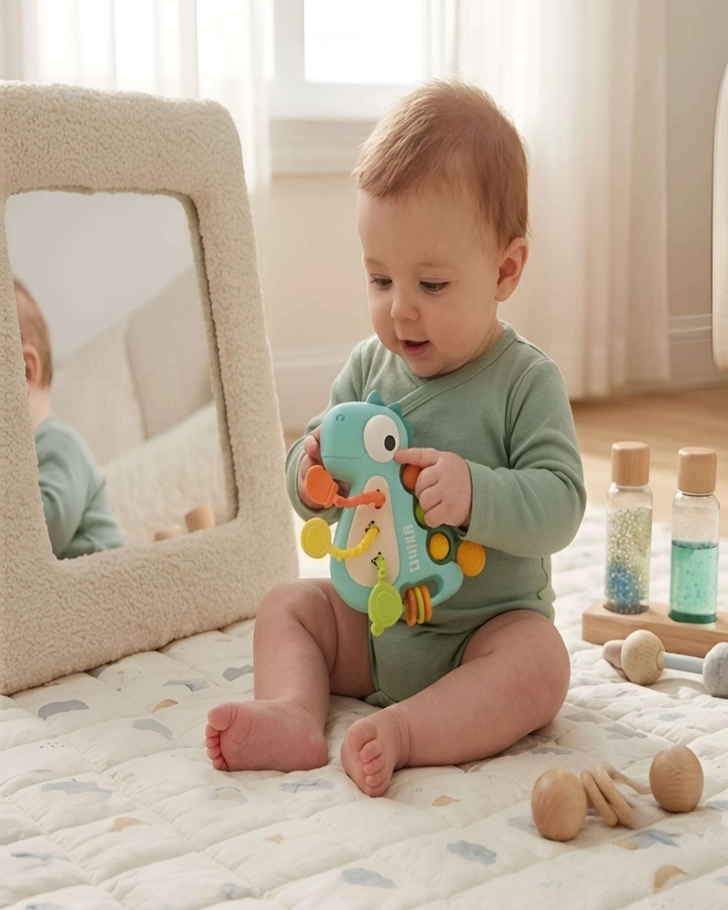 JUGUETE SENSORIAL MORDEDOR PARA BEBE  DINOSAURIO DIDACTICO - 1