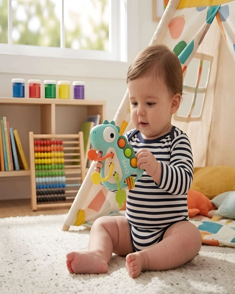 JUGUETE SENSORIAL MORDEDOR PARA BEBE  DINOSAURIO DIDACTICO - 5