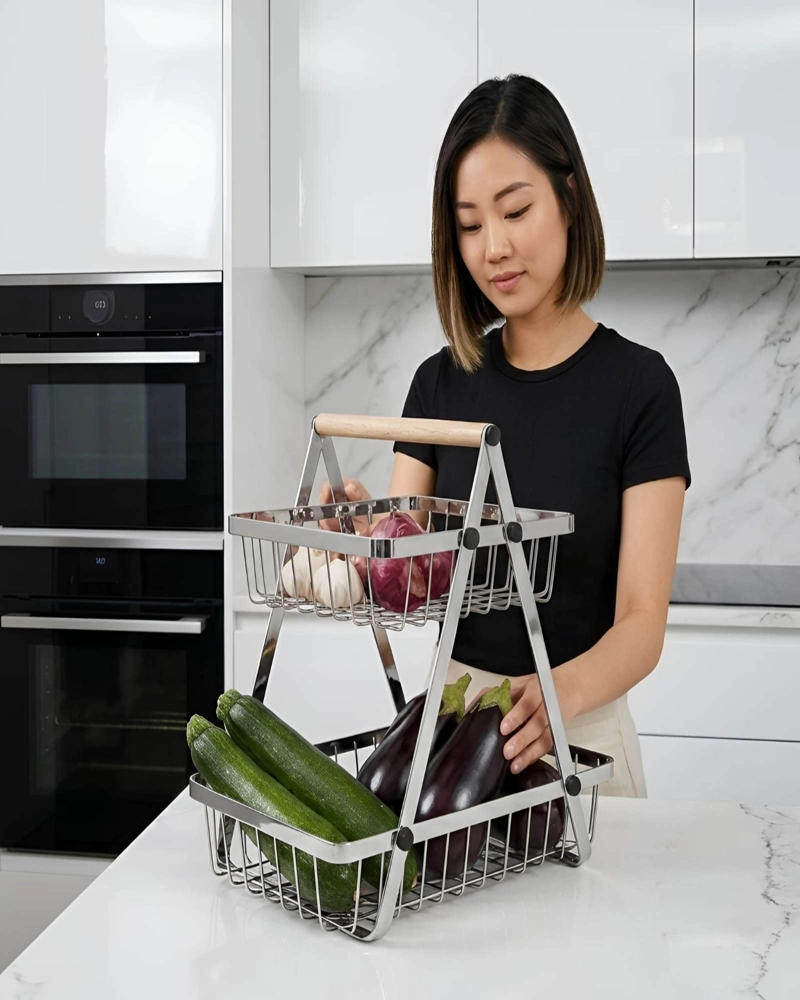ESTANTE ORGANIZADOR DE COCINA DISEÑO DE DOBLE NIVEL - 3