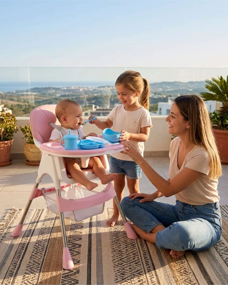 COMBO SILLA DE COMER BEBE  2 EN 1 + SET PLATOS Y CUBIERTOS - 3