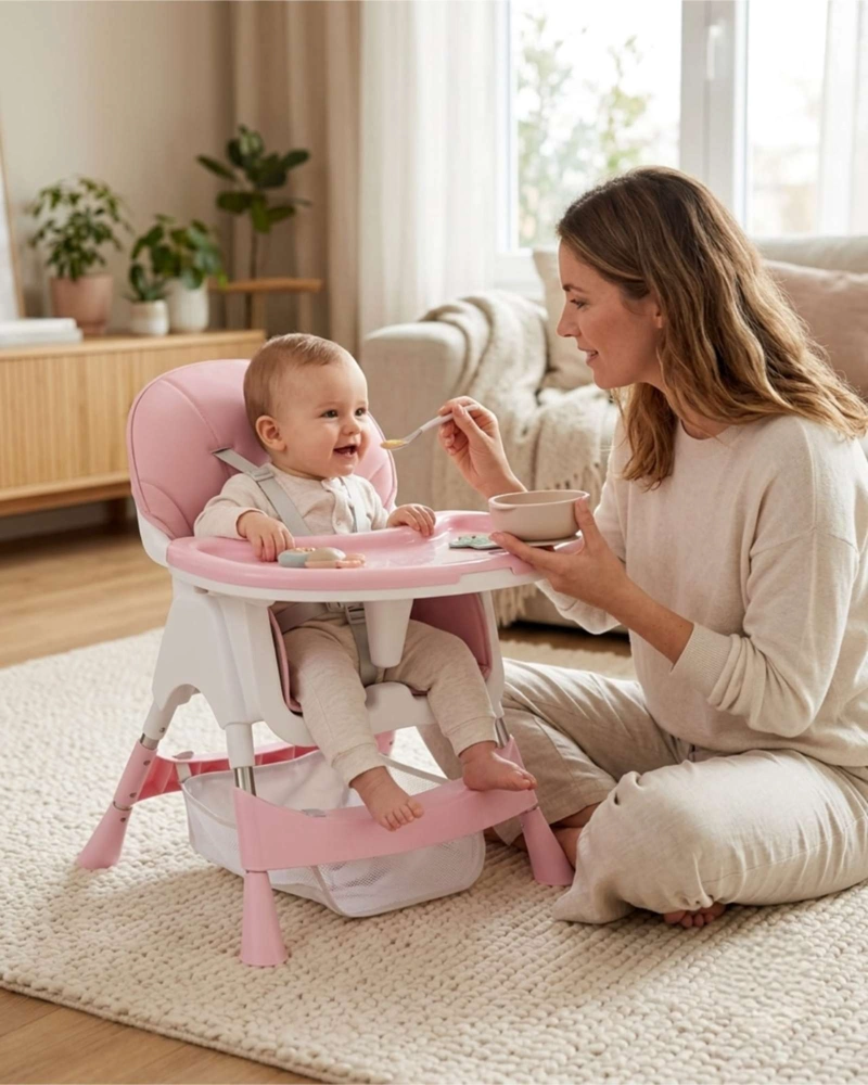 COMBO SILLA DE COMER BEBE  2 EN 1 + SET PLATOS Y CUBIERTOS - 4
