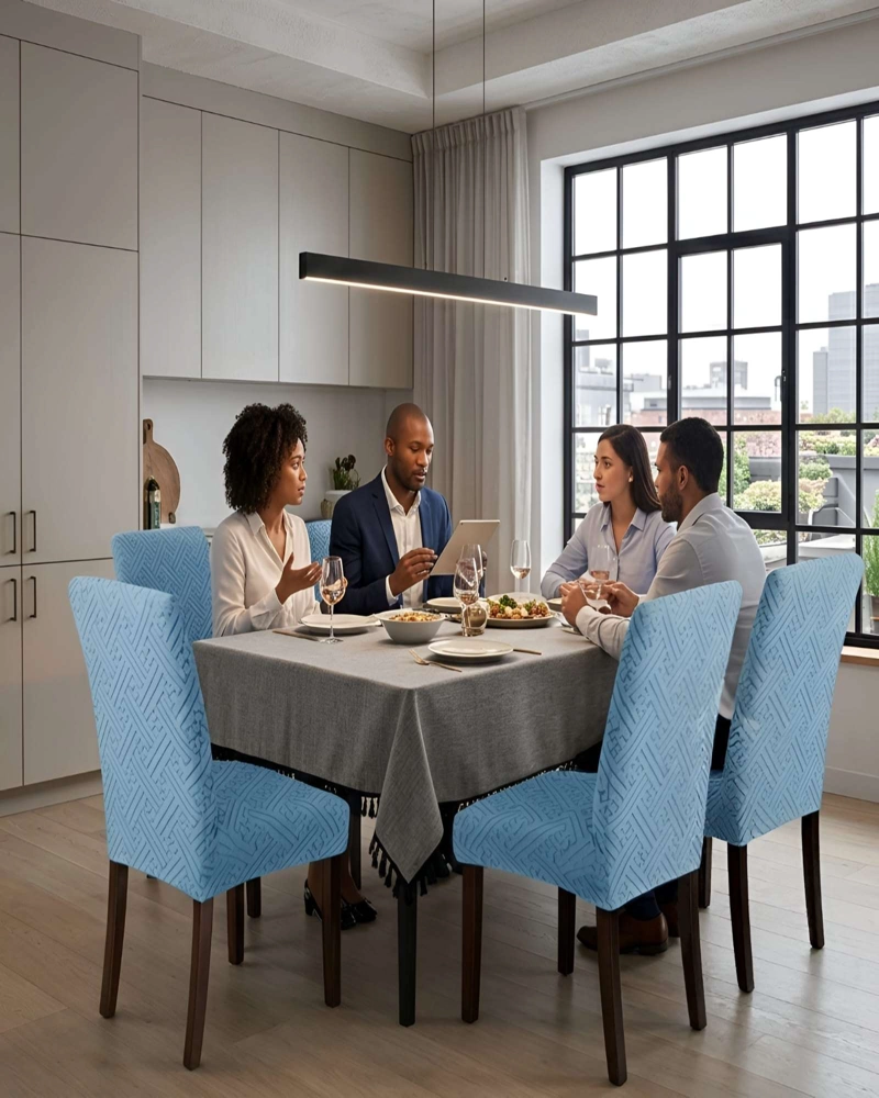 PACK 6 FUNDAS PARA SILLAS DE COMEDOR ELASTICAS CON RELIEVE - 5