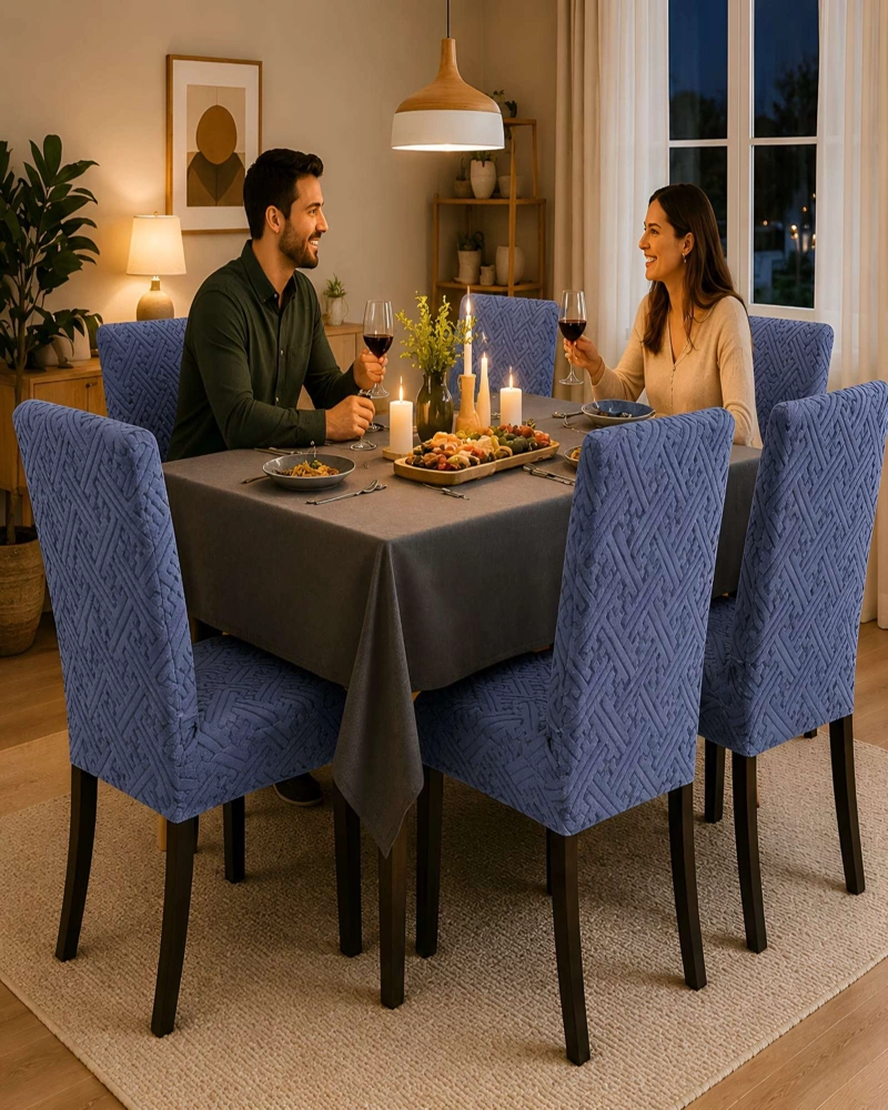 PACK 6 FUNDAS PARA SILLAS DE COMEDOR ELASTICAS CON RELIEVE - 5