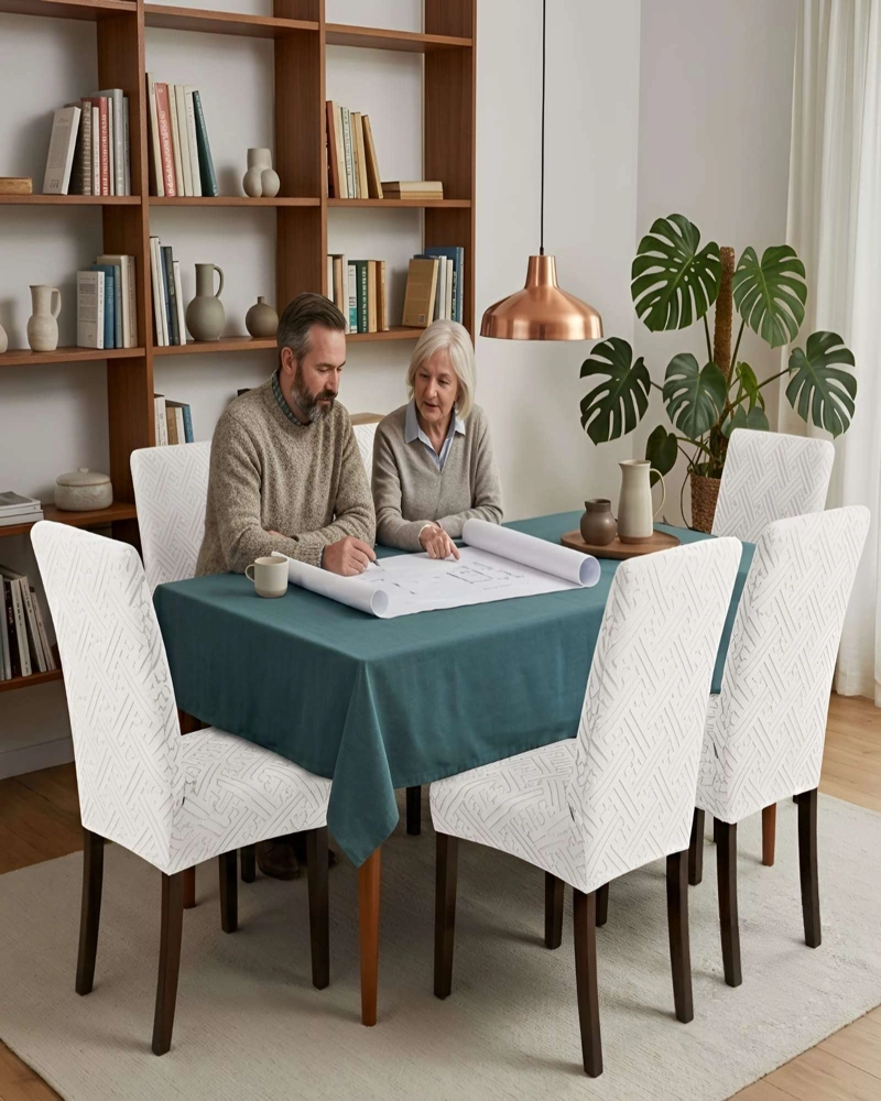 PACK 6 FUNDAS PARA SILLAS DE COMEDOR ELASTICAS CON RELIEVE - 5