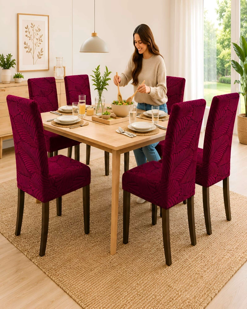 PACK 6 FUNDAS PARA SILLAS DE COMEDOR ELASTICAS CON RELIEVE - 1
