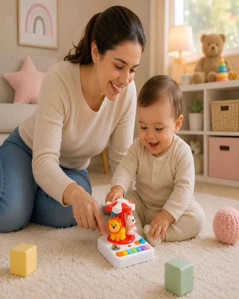 PIANO MUSICAL INTERACTIVO CON CARRUSEL DE ANIMALITOS - ESTIMULACION TEMPRANA - 1
