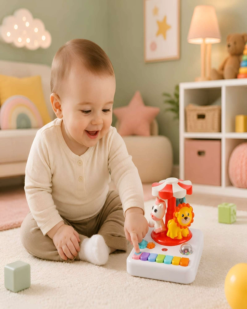 PIANO MUSICAL INTERACTIVO CON CARRUSEL DE ANIMALITOS - ESTIMULACION TEMPRANA - 2