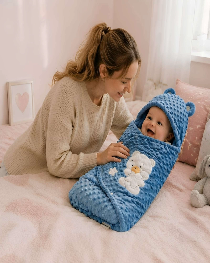 SACO DE DORMIR BEBE OSITO CON CAPUCHAY OREJAS 0-3M - 1