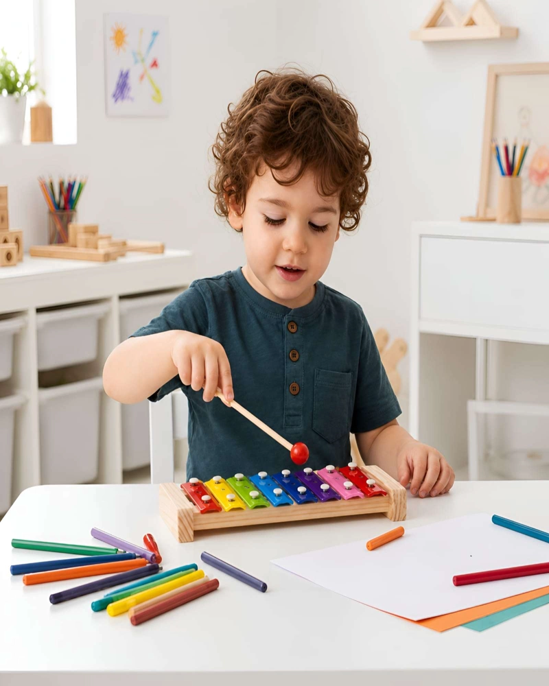 XILOFONO INFANTIL DE MADERA, JUGUETE MUSICAL EDUCATIVO - 2