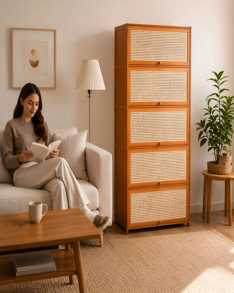 COMODA MULTIFUNCIONAL DE 5 CAJONES EN BAMBU NAN - ESTILO NORDICO - 4