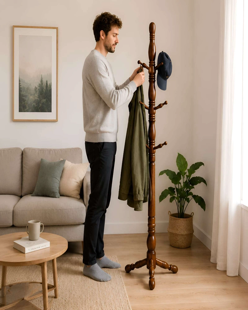 PERCHERO ORGANIZADOR DE MADERA DE ROBLE TAILANDE S 180 CM - 5