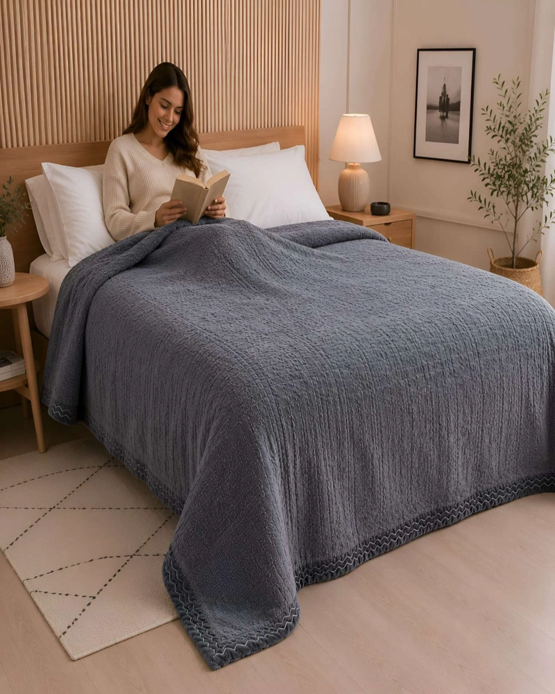 FRAZADA TEXTURIZADA 2 PLAZAS - CONFORT Y ESTILO PARA TU DORMITORIO - 1