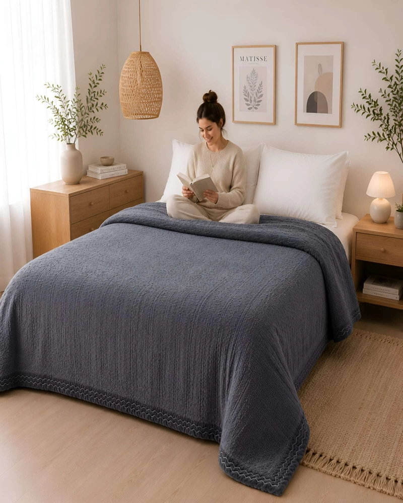 FRAZADA TEXTURIZADA 2 PLAZAS - CONFORT Y ESTILO PARA TU DORMITORIO - 3