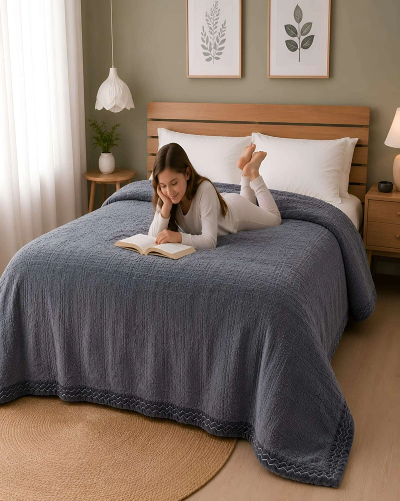 FRAZADA TEXTURIZADA 2 PLAZAS - CONFORT Y ESTILO PARA TU DORMITORIO - 4