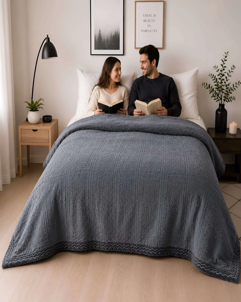 FRAZADA TEXTURIZADA 2 PLAZAS - CONFORT Y ESTILO PARA TU DORMITORIO - 6