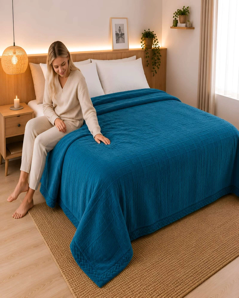 FRAZADA TEXTURIZADA 2 PLAZAS - CONFORT Y ESTILO PARA TU DORMITORIO - 1