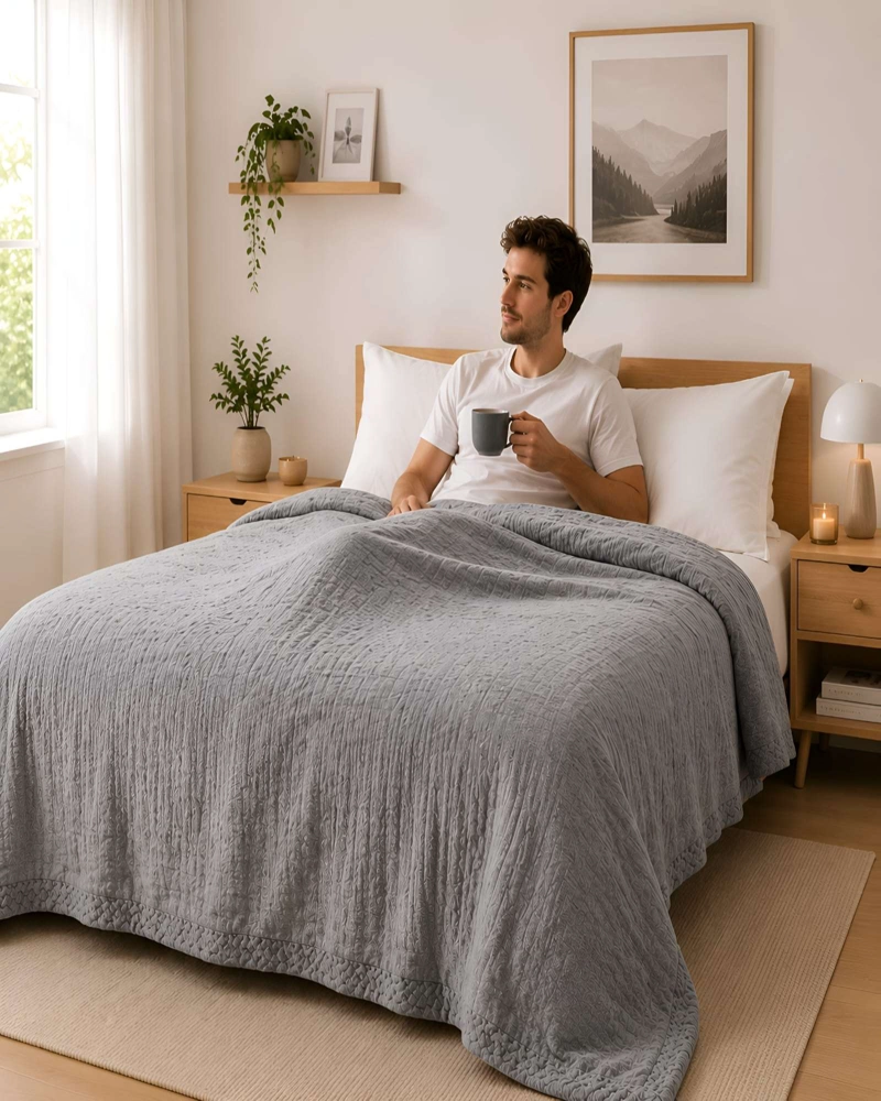 FRAZADA TEXTURIZADA 2 PLAZAS - CONFORT Y ESTILO PARA TU DORMITORIO - 1