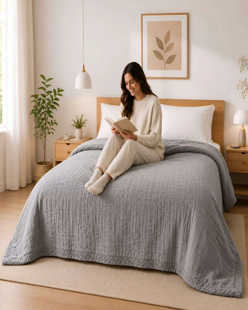 FRAZADA TEXTURIZADA 2 PLAZAS - CONFORT Y ESTILO PARA TU DORMITORIO - 4
