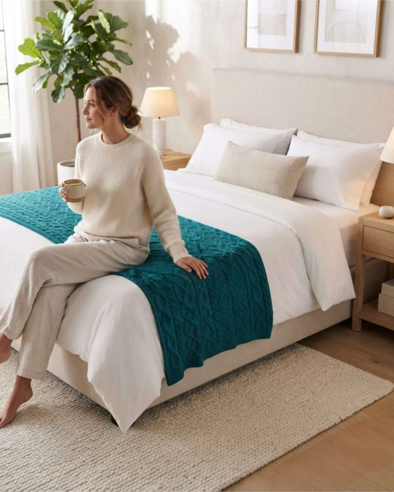PIECERA DE CAMA TRENZADA A MANO 70X220 CM - 2