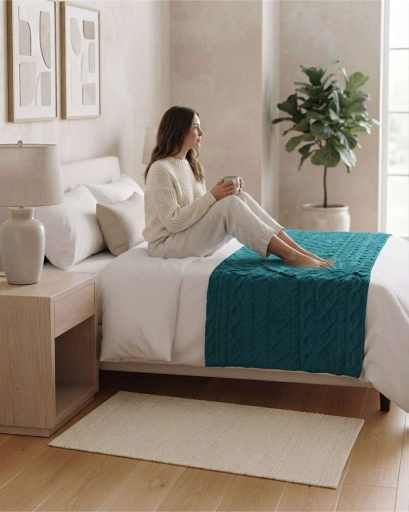 PIECERA DE CAMA TRENZADA A MANO 70X220 CM - 3