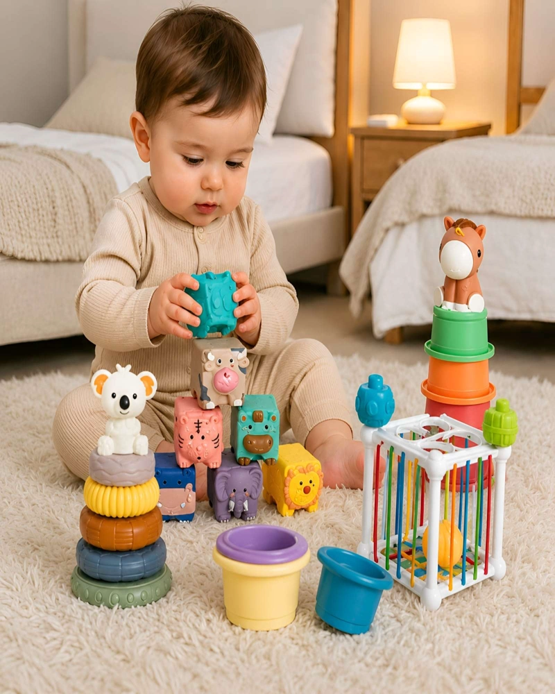SET DIDACTICO 5 EN 1 SOFT RUBBER BABY SET - ESTIMULACION TEMPRANA - 5